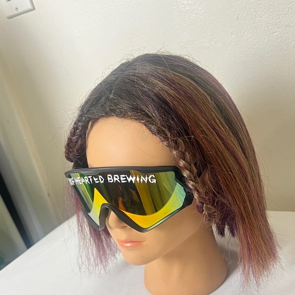 Unisex Density Wraparound Shield Mirrored Sunglasses, “Hoof Hearted Brewing” - Picture 7 of 16